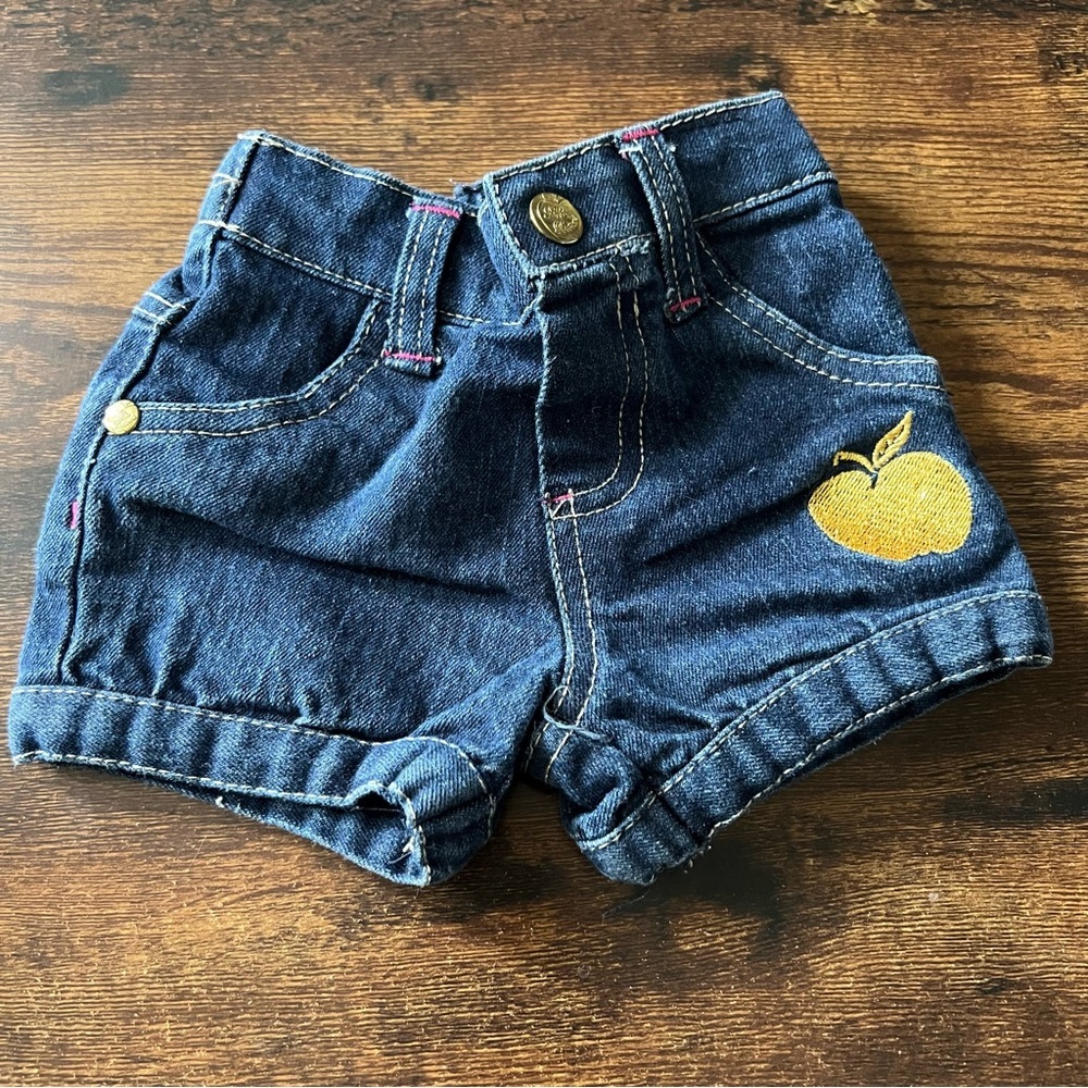 Apple Bottoms Vintage Infant 0-3 Months Jean Shorts Y2K VTG 90s 2000s Gold Apple